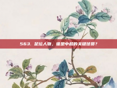 563. 足坛人物，谁是中超的关键球员？