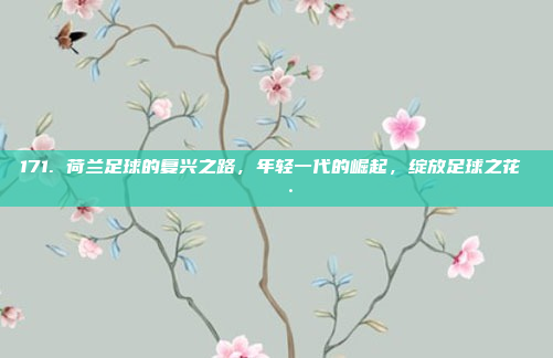 171. 荷兰足球的复兴之路，年轻一代的崛起，绽放足球之花 🌷⚽