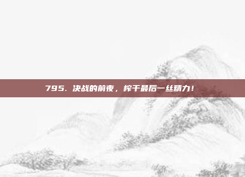 795. 决战的前夜，榨干最后一丝精力！⏳