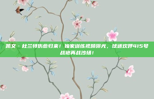 凯文·杜兰特伤愈归来！独家训练视频曝光，球迷欢呼415号战袍再战沙场！