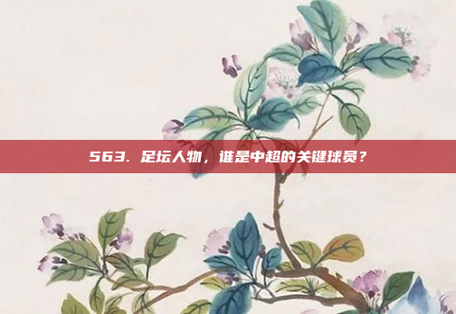 563. 足坛人物，谁是中超的关键球员？